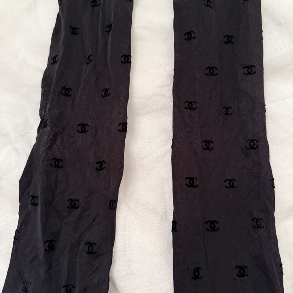 CC Logo Patterned Black Tights - Picture 3 of 7